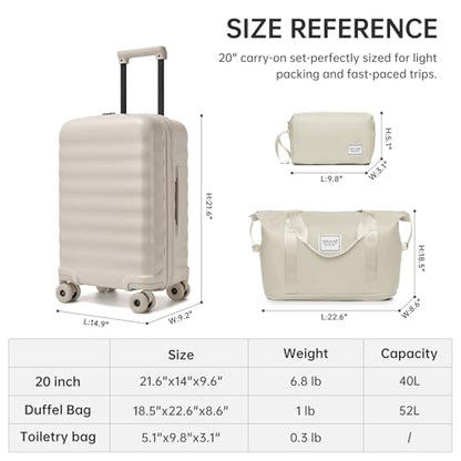 Carry On Luggage Set 3 Piece, Carry-on Suitcase With Wheels - color: DT-Oysters