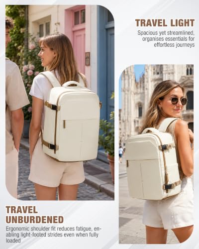suradar Travel Backpack for Women Men Laptop Backpacks Carry On - color: A3-beige Brown
