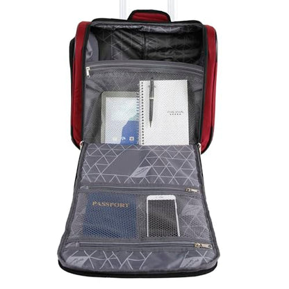 Pacific Coast Signature Underseat 15.5" Rolling Tote Carry-on - color: CRIMSON