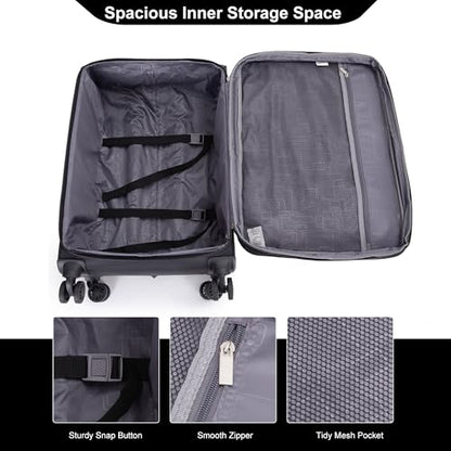 Tripcomp Luggage Sets 5 Piece Softside Expandable Suitcase sets With Spinner Wheels Duffel Bag And Toiletry Bag, Lightweight Carry-On And Checked Luggage (19" 23" 27"), Black - color: Black