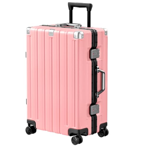 Krute Zipperless Luggage with Spinner Wheels 100% PC Hardside 24in Suitcase - color: Pink, size: Medium (24 Inch)
