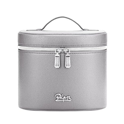 BOYATU Makeup Bag Vanity Case: Vegan Leather Cosmetic Bag for Women - color: 04 Grey