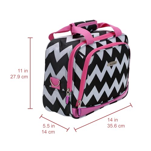 Rockland Fashion Softside 2 Piece Luggage Set, Expandable, (14" Tote/19" Upright), Pink Chevron - color: Pink Chevron, size: 2 Piece (19"/14" Tote)