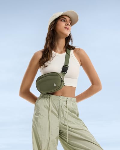 tomtoc Belt Bag with RFID Blocking, Cross Body Fanny Pack for Women Men, Sling Waist Bags with Adjustable Strap for Travel Walk - color: Green