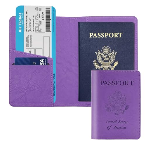 Cnycmy Passport Holder for Travel,Passport Cover Case with RFID - color: Simplicity-Purple