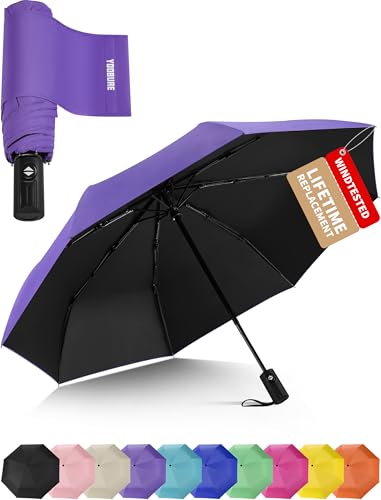 Yoobure Travel Compact Umbrellas for Rain, UV Umbrella for Sun Protection - color: Dark Purple