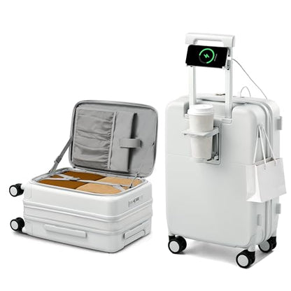 Hanke 20 Inch Expandable Carry On Luggage 22x14x9 Airline Approved - color: Smoke White, size: Expandable 20 Inch