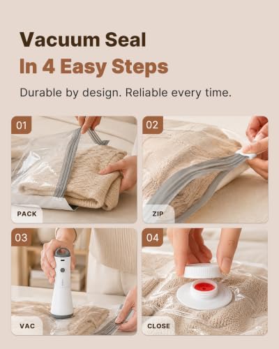 Vacbird Travel Vacuum Storage Bags with Rechargeable Cordless Pump, 12 Pack Vacuum Seal Bags for Clothing(4 Large+4 Medium+4 Small), Compression Packing for Clothes Suitcase Luggage Blanket Pillows - style: 12 Combo+Wireless Pump