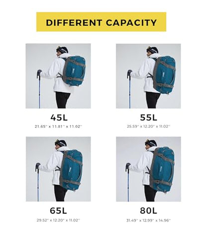 Ubon Convertible Duffel Backpack Weekender Gym Bag with Shoe Compartment - color: Dark Teal, size: 65L