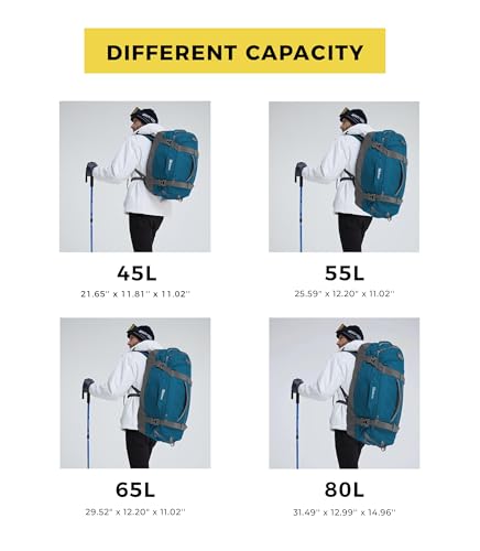 Ubon Convertible Duffel Backpack Weekender Gym Bag with Shoe Compartment - color: Dark Teal, size: 80L
