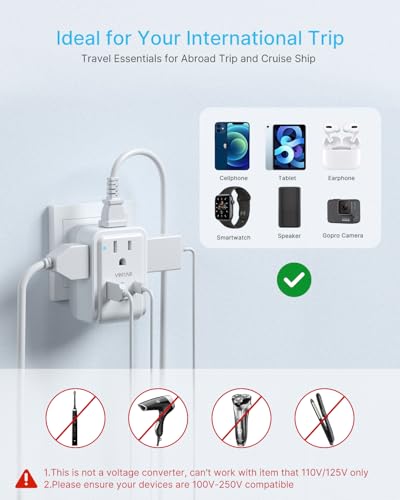 VINTAR 2 Pack Type G Adapter for Travel, 5 in 1 Foldable UK Power Adaptor - style: Type G - UK Ireland