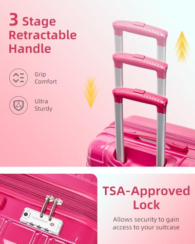 LARVENDER Carry on Luggage Sets 3 Piece, 20in Suitcase Set, Berry Sparkling - color: Berry Sparkling 20inch, size: 3 Piece Set (20/DB/TB)
