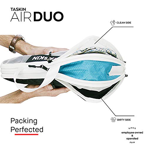 Taskin Compression Packing Cubes | Separate Clean & Dirty Compartments w/Flexible Separator | YKK Zippers | Set of 6 (2XL + 2L + 2M)