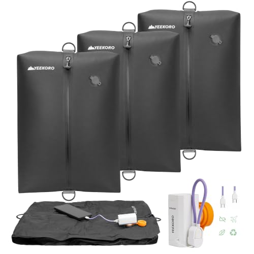 Vacuum Bag for Travel,IPX8 Waterproof Reusable Compression Bags - color: Black, size: 3 PC -With Pump