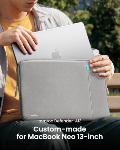 tomtoc 360° Protective Laptop Sleeve 13-inch MacBook Neo A3404 (2026) - color: Gray, size: 13 Inch for New MacBook Neo