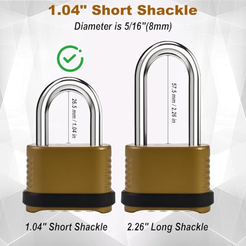 1pcs Golden Combination Lock, 4-Digit Heavy Duty Combo Lock - style: 1pcs Short-Golden