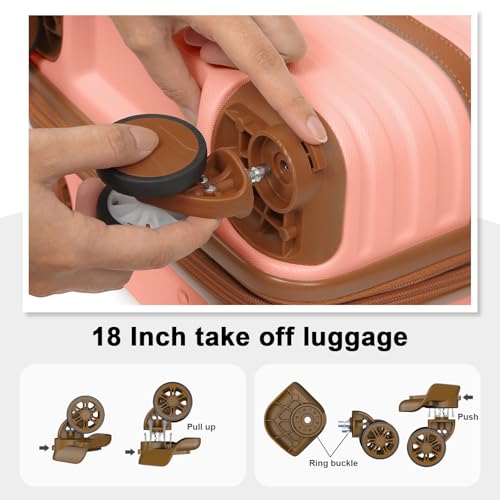 Joyway Luggage Set 7 Piece Suitcase Sets with Spinner Wheel,Hardside Expandable Travel Laggage with TSA Lock(18/20/24/28 Pink) - color: Pink brown, size: 7 Piece Set (18/20/24/28 Inch)