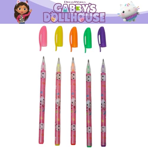 Innovative Designs Gabby’s Dollhouse Pencil Case Set with Stickers and Gel Pens for Kids, Molded with Zip Closure, Pink - style: Gabby Dollhouse