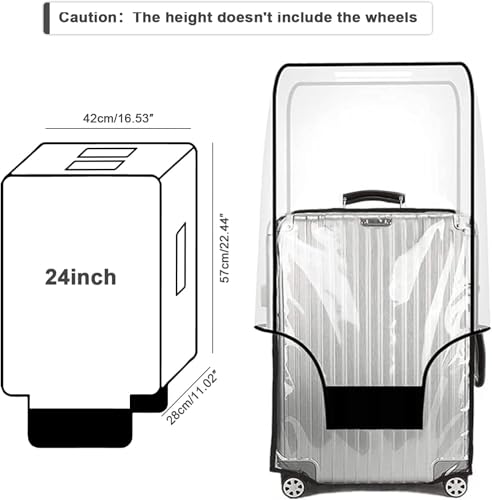 JZRSuitcase 수하물 커버 프로텍터 투명 PVC 두꺼운 방수, 블랙., 24인치 - color: 블랙., size: 24인치