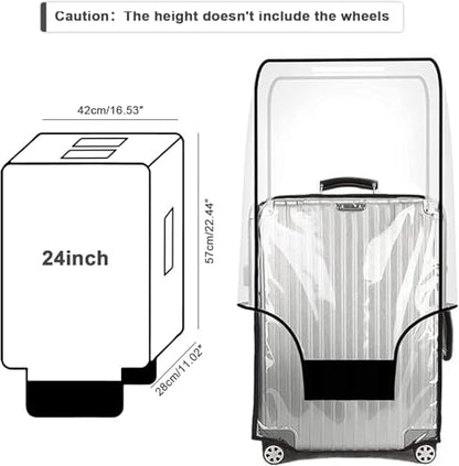 JZRSuitcase 수하물 커버 프로텍터 투명 PVC 두꺼운 방수, 블랙., 24인치 - color: 블랙., size: 24인치