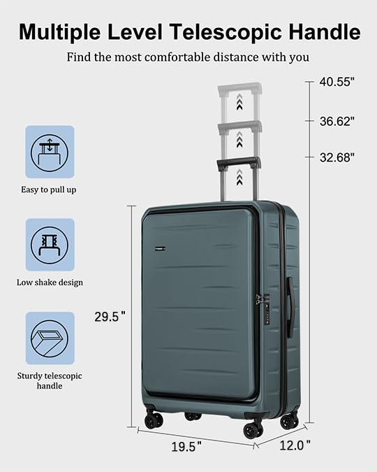 CENSIEN Expandable Checked Luggage, 28 Inch Top Opening Trunk Suitcases - color: Green, size: 28 Inch EXT