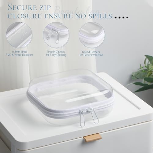 Sanwuta 6 Clear Hard Zipper Case,White,5 X 5 X 2 Inch - color: White, size: 5 x 5 x 2 Inch