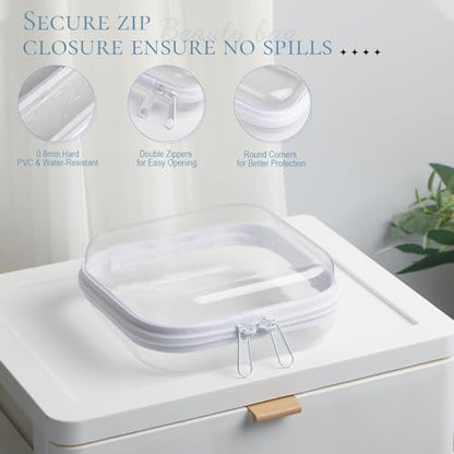 Sanwuta 6 Clear Hard Zipper Case,White,5 X 5 X 2 Inch - color: White, size: 5 x 5 x 2 Inch