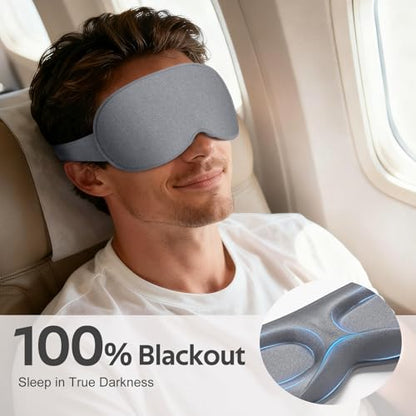 Sleep Mask for Men Women - 100% Blackout Eye Masks for Sleep - color: Grey