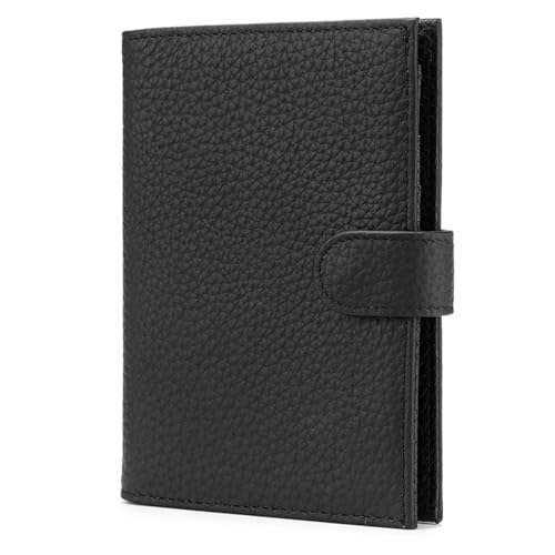 Karmiir RFID Slim Passport Holder for Man & Women, Compact Leather Passport Wallet with Card Holders SIM Slots, Zippered Coins Pocket and Cash Holder Travel Passport Cover Case, Black - color: Black