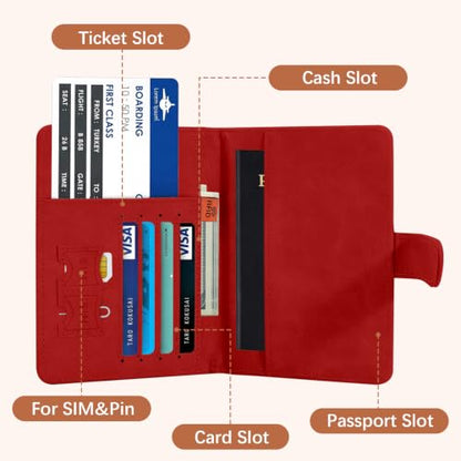 Baseball Passport Holder for Travel Essentials, RFID Blocking Wallet Case - color: Baseball