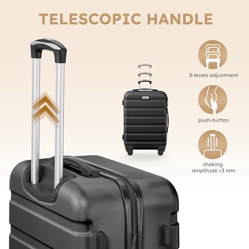 Suitour 4 Piece Luggage Sets, Hard Shell Suitcase Set with Spinner Wheels 16 20 24 28inch Travel Sets(Black) - color: Black