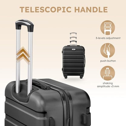 Suitour 4 Piece Luggage Sets, Hard Shell Suitcase Set with Spinner Wheels 16 20 24 28inch Travel Sets(Black) - color: Black