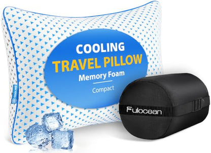 Adjustable Small Cooling Memory Foam Pillow for Travel, Airplanes & Camping - size: S - 16 x 12 Inch