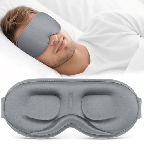 Sleep Mask for Men Women - 100% Blackout Eye Masks for Sleep - color: Grey