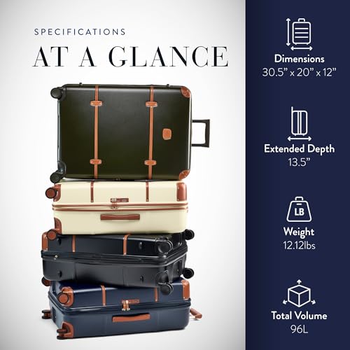 Bric's Bellagio 3.0 Spinner Trunk- Luxury Hardshell Check In Luggage with Large Wheels, Telescopic Handle, Leather Detailing - Expandable Rolling Suitcase - 30", Black - color: Black, size: 30" Checked-Large