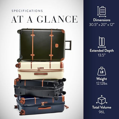 Bric's Bellagio 3.0 Spinner Trunk- Luxury Hardshell Check In Luggage with Large Wheels, Telescopic Handle, Leather Detailing - Expandable Rolling Suitcase - 30", Black - color: Black, size: 30" Checked-Large