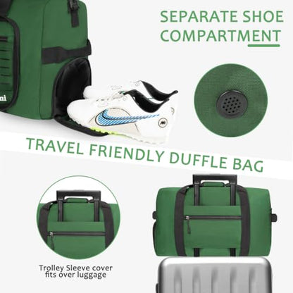 Goloni 65L Foldable Duffle Bag for Travel, Large Durable Travel Duffel Bag - color: Green