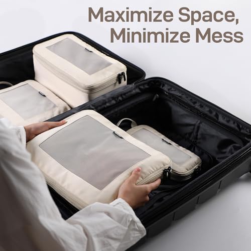 EPICKA TripCozy Compression Packing Cubes, 4 Set, Beige - color: Beige, size: Set of 4