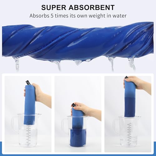 Rainleaf Microfiber Towel Quick Dry Camping & Travel & Gym Towel. Compact - color: Blue, size: 24.00" x 12.00"