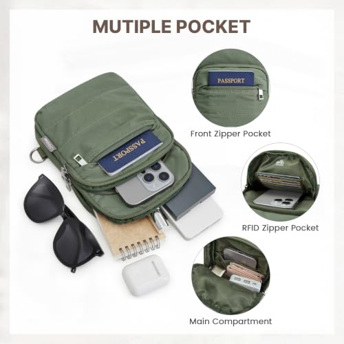 G4Free Small Crossbody Bag for Women, Anti Theft RFID Blocking Travel Purse - color: Sage Green