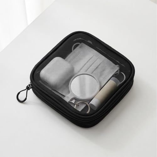 3 Pcs Mesh Cosmetic Bags Black Makeup Brush Bag for Travel Toiletry