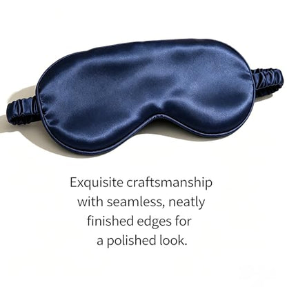 Silk Sleep Mask Dark Blue Adjustable Elastic Band Blackout for Traveling Multicolor Options Comfortable Breathable (Navy Blue) Single Pack - color: Navy