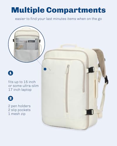 Hynes Eagle 38L Flight Approved Backpack Carry On Travel Bag for Men Women - color: Beige
