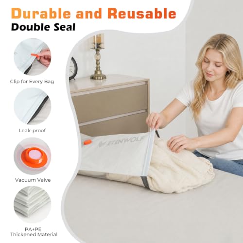 ETENWOLF 15 Combo Vacuum Storage Bags for Travel with Wireless Pump - size: 15 Combo Set