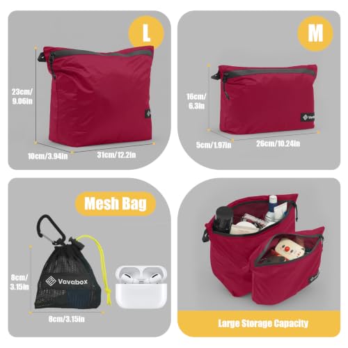 Vavabox Lightweight Travel Toiletry Bag for Women, Travel Pouch Men - color: Rose Pink