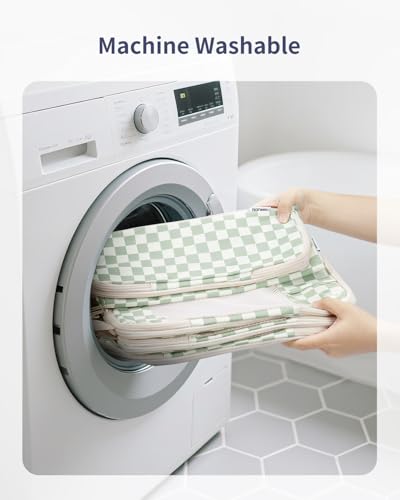 Narwey Compression Packing Cubes for Travel, Cute Luggage Organizer Bags - color: ZZ-Mint Green Checkerboard