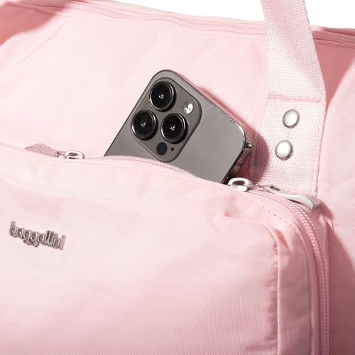 Baggallini Carryall Expandable Lightweight Travel Tote 22" Packable Folding Compact Nylon Washable Weekender w/Luggage Sleeve - color: Bagg Pink