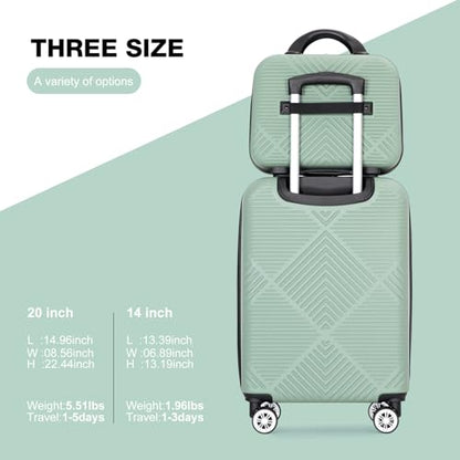 Tripcomp Carry-on Luggage Set 2 Piece Hardside Suitcase With Spinner Wheels - color: Olive Green-2, size: 2 Piece Set(14/20)
