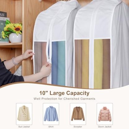 32" Cotton Garment Bag for Hanging Clothes, Short, 3 Pack Suit Bag - size: 10"W x 32"H-3pcs