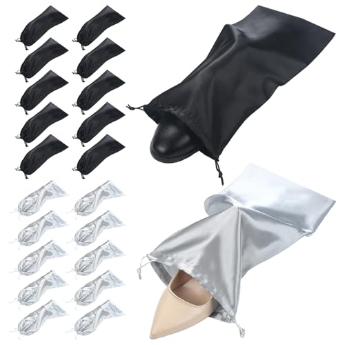 Patelai 20 Pcs Satin Shoe Bags for Travel 17.7 x 7.9 Inch with Drawstring